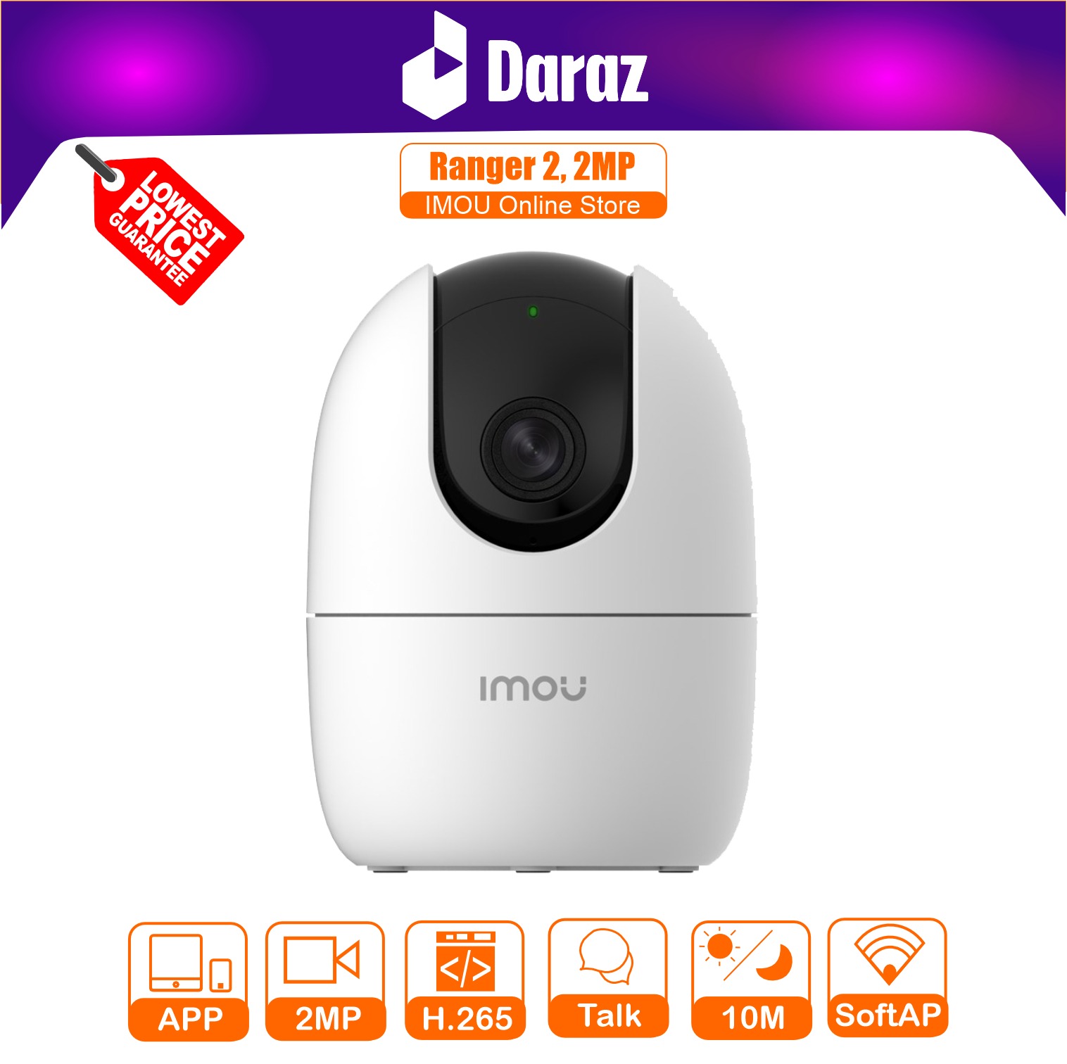 Dahua Imou Ranger 2 2MP 1080P Full HD WIFI Camera  (IP Camera Wifi, IP CCTV Camera Mini, CCTV Wifi Camera, NVR Camera, Audio Camera)-CCTV WIFI camera price in Pakistan-Wifi camera-WIFI camera price in Lahore-cheap WIFI camera-Imou Official Store,