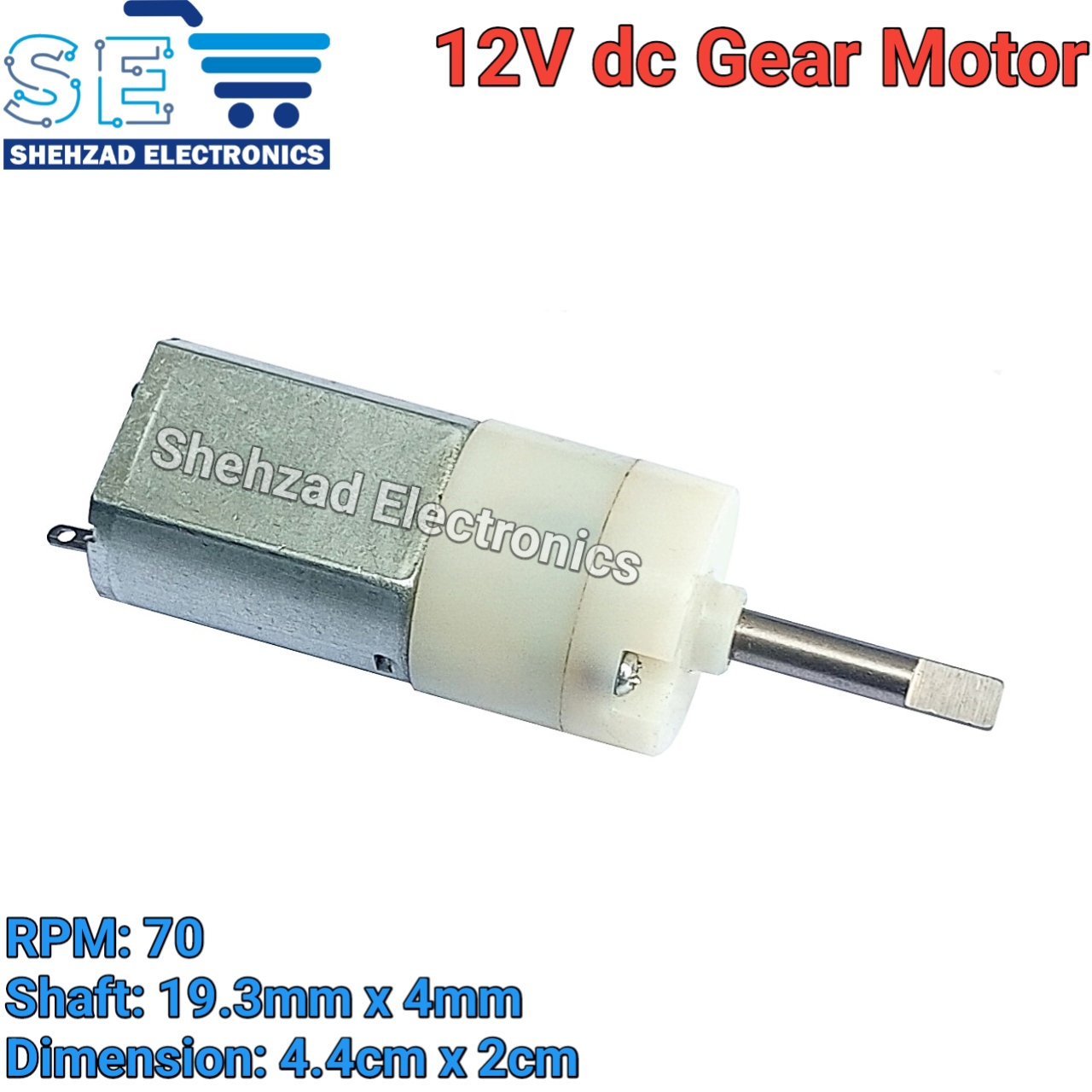 High-Torque 12V DC Gear Motor | 70 RPM Slow Speed Micro Electric Motor | Long D-Shape Shaft for Robotics, Smart Locks & DIY Projects