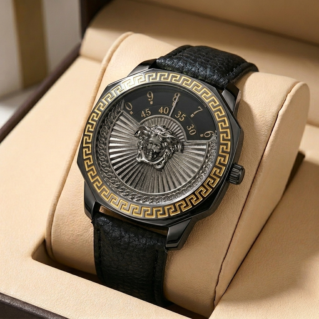 Luxury Greek Style Watch for Men Premium Quality Leather Strap Watch for Boys New Fashion Watch for Gents