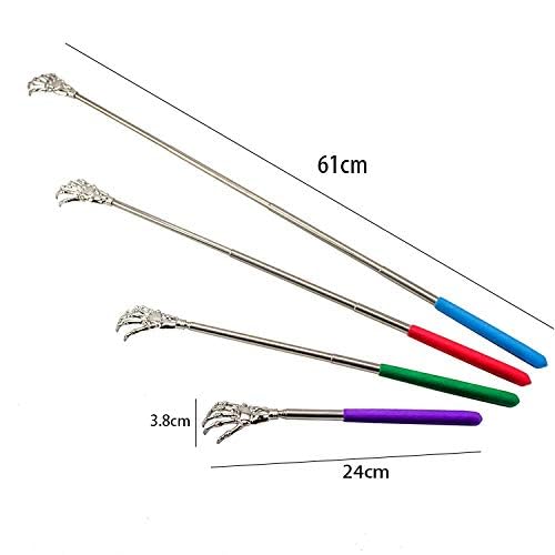 Small Adjustable Portable Foldable Extendable Back Scratcher, Metal Stainless Steel Telescoping Itching Hand Stick Tool