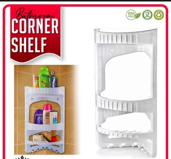 3 Tier Plastic Corner Shelf Organizer Cabinet Bathroom Shampoo Shower Kitchen Sundries Storage ...