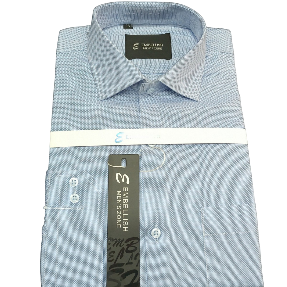 Embellish Imported Fabric (Light Blue Texture) Formal & Casual Shirt For Men(Cotton)