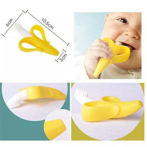 Baby Teether Toys BPA Banana Teething Ring Silicone Chew Dental Care Toothbrush Nursing Beads Gift For Infant
