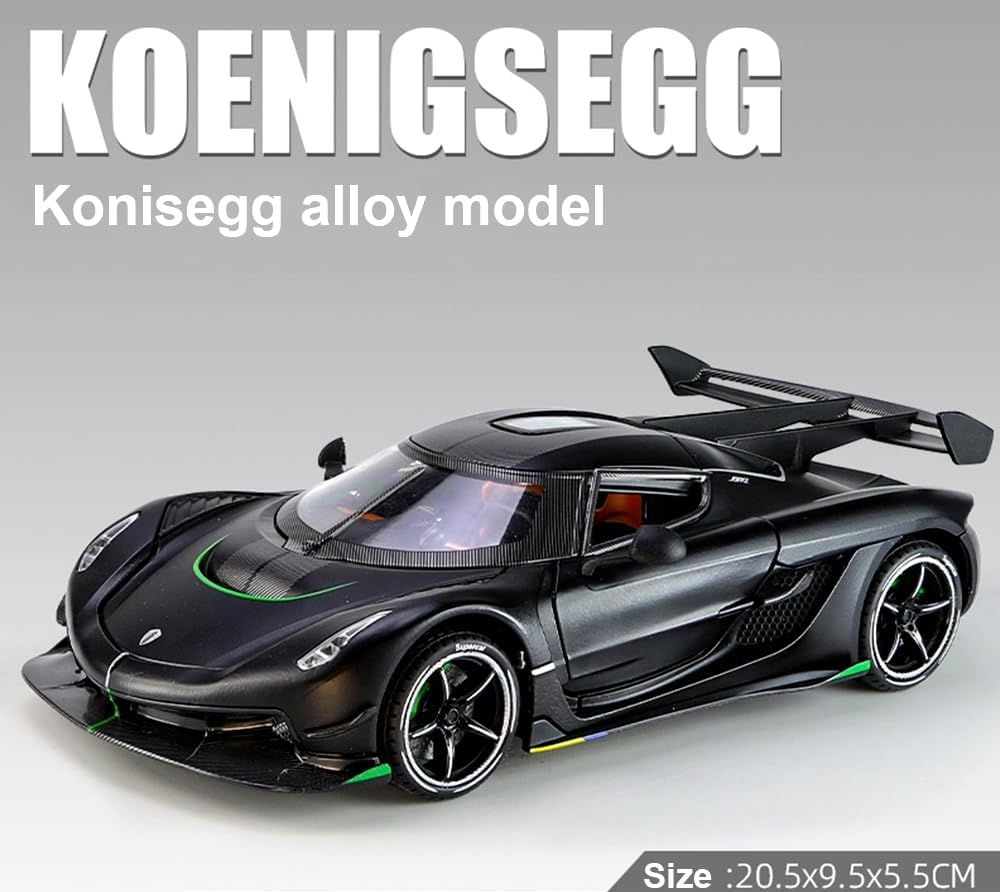 1:24 Koenigsegg Jesko Sportcar Alloy Diecast Car Model High Simulation Sound and Light Pull Back Children's Toy Collectibles Birthday Gift
