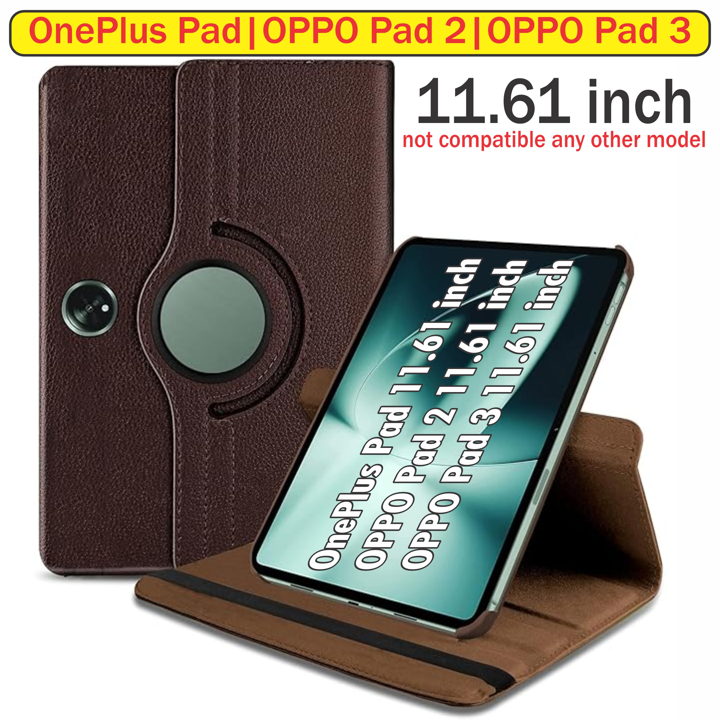 Cover For OnePlus Pad/OPPO Pad 2/3 Premium Case PU Leather 360° Rotating Stand Cover for OnePlus Pad/OPPO Pad 2/3 11.61" Tablet - Shockproof Protective Case