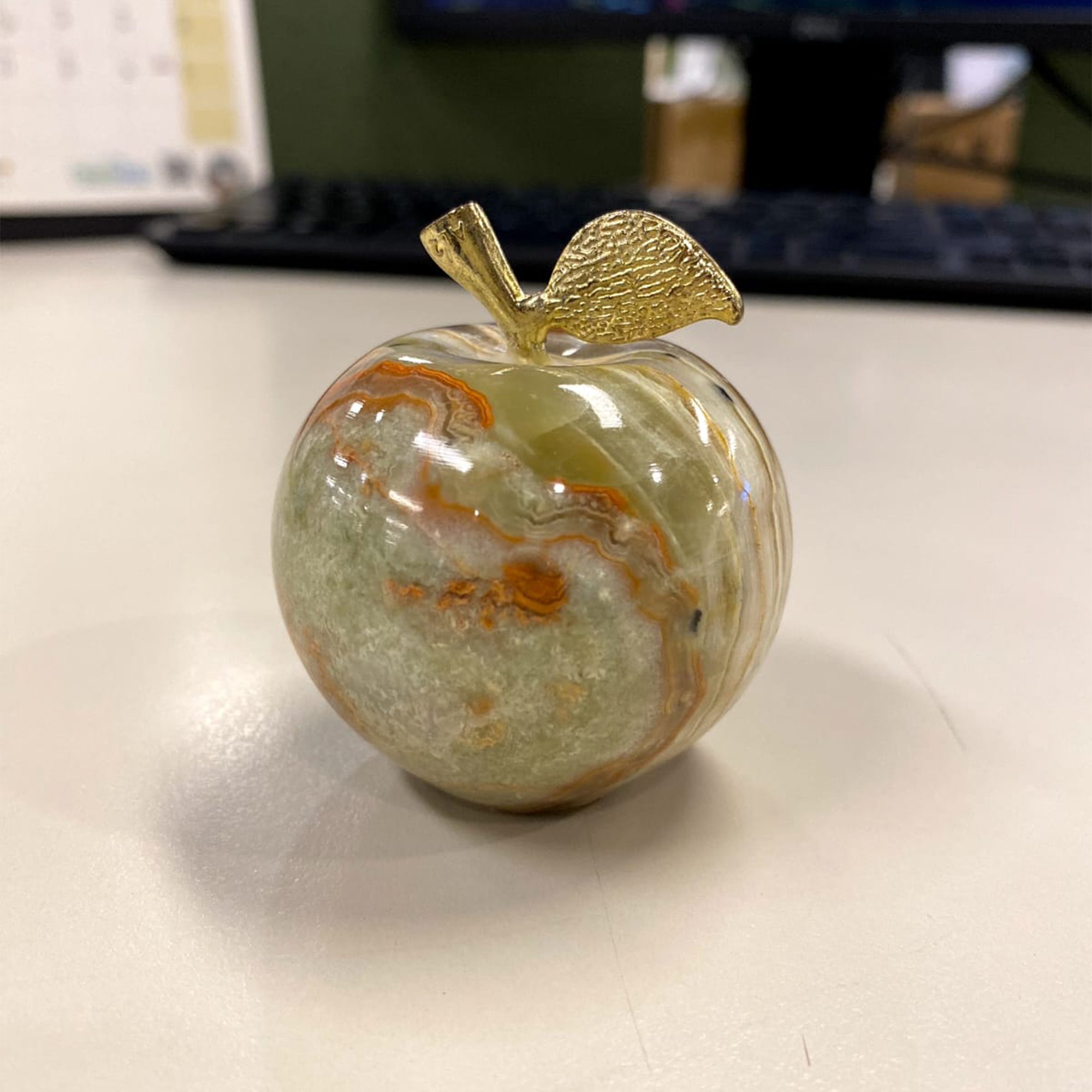 2 Inch Handmade Marble Apple Set - Decorative Paperweight for Home & Office