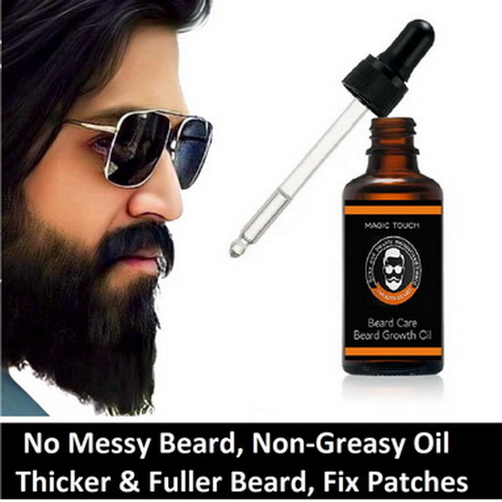 Magic Touch Beard Growth Oil with Derma Roller | Beard Growth Guaranteed | 3x Faster Growth with Argan | Patchy Beard | Softness | Shine | 30ml