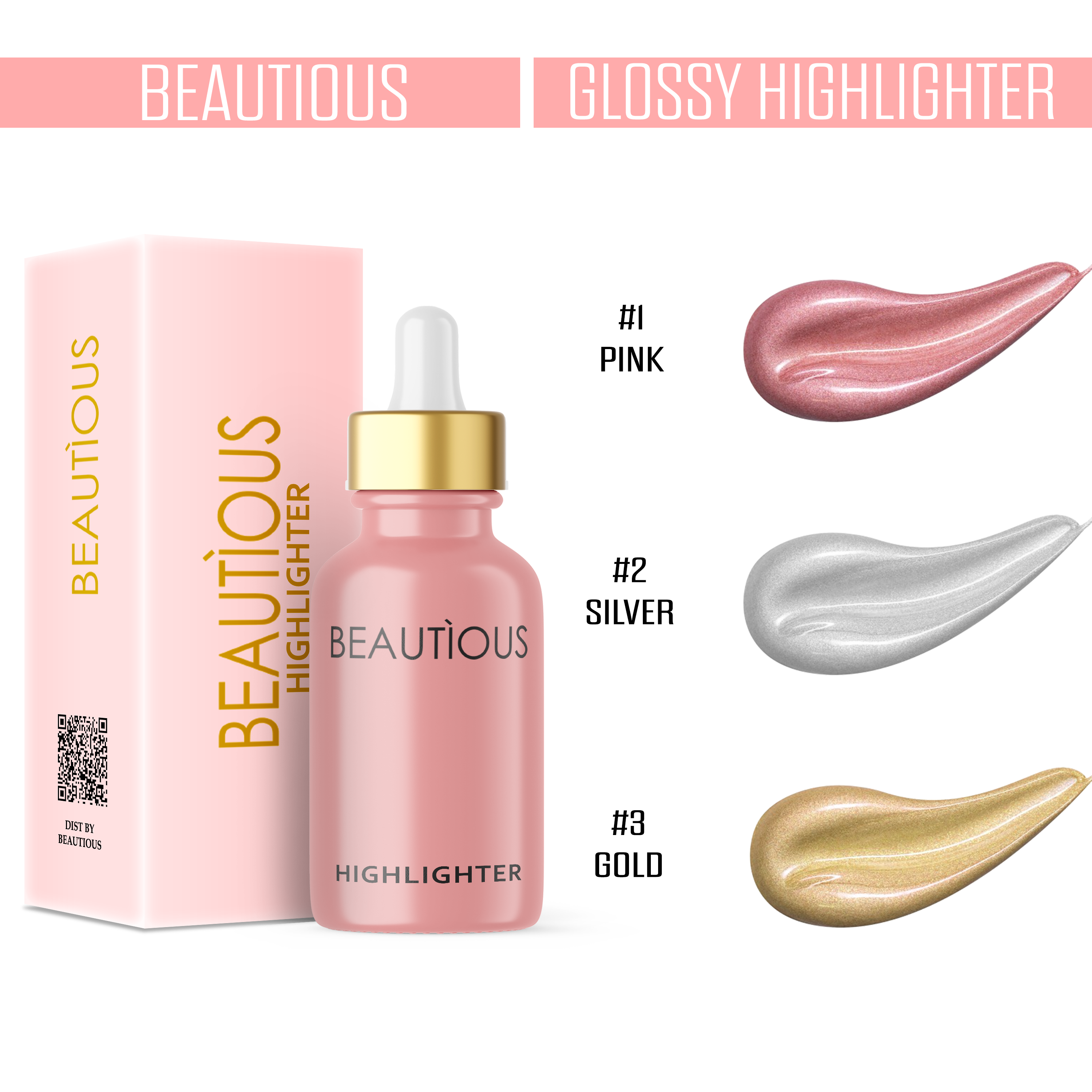 Beautious Deal of 04 Foundation + Liquid Highlighter + Primer Pump + fixer