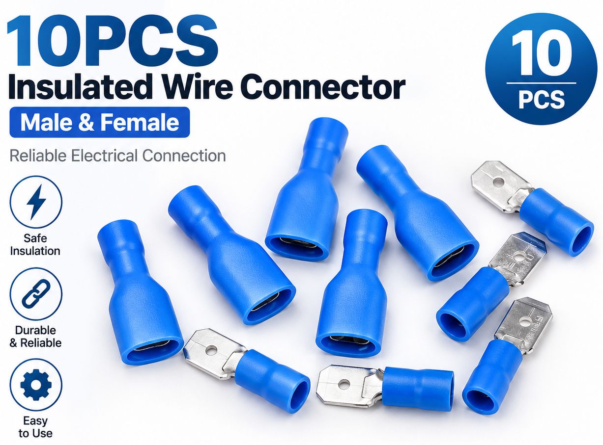 10pcs Blue Insulated Wire Cable Connector male female