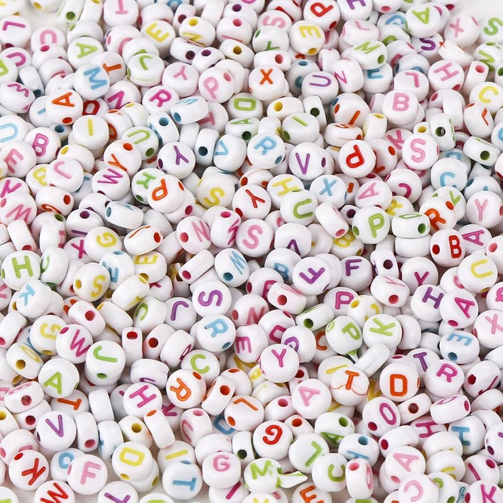 50-100Pcs Random Mixed Letter Acrylic Beads Flat Round Alphabet Charms Beads For Bracelet Necklace Jewelry Making KS