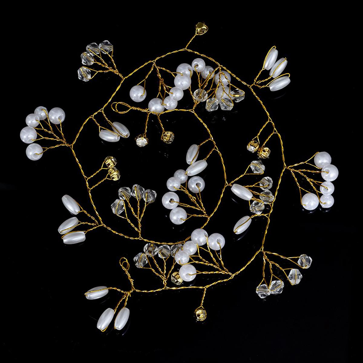 35cm Crystal Pearl Bridal Vine Hairbands Headpiece Wedding Hair Accessories Jewelry
