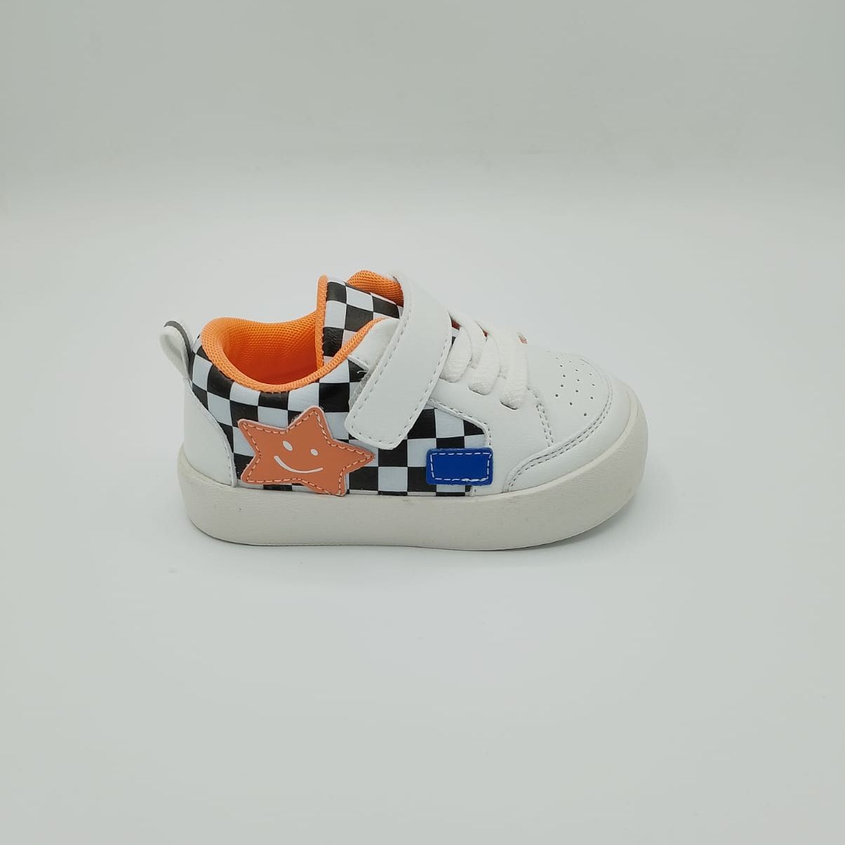 Baby Checkerboard Sneakers – Soft Comfortable Pre-Walker Shoes with Velcro & Laces