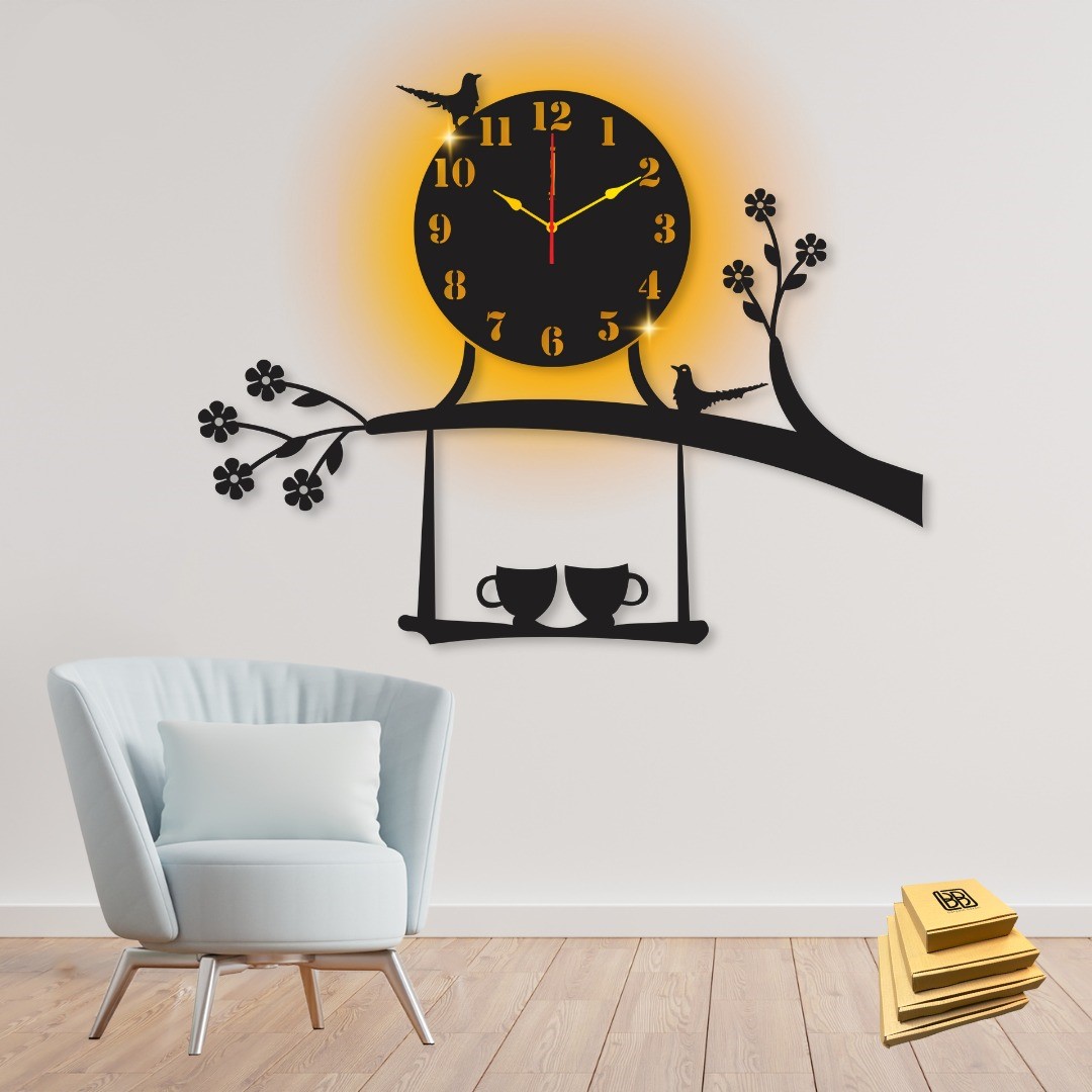 High quality wooden wall clock,Birds on tree wall clock,Hanging ...