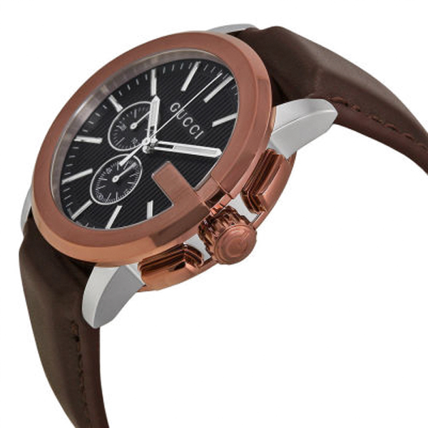 Gucci G-Chrono Brown Leather Strap Black Dial Chronograph Quartz