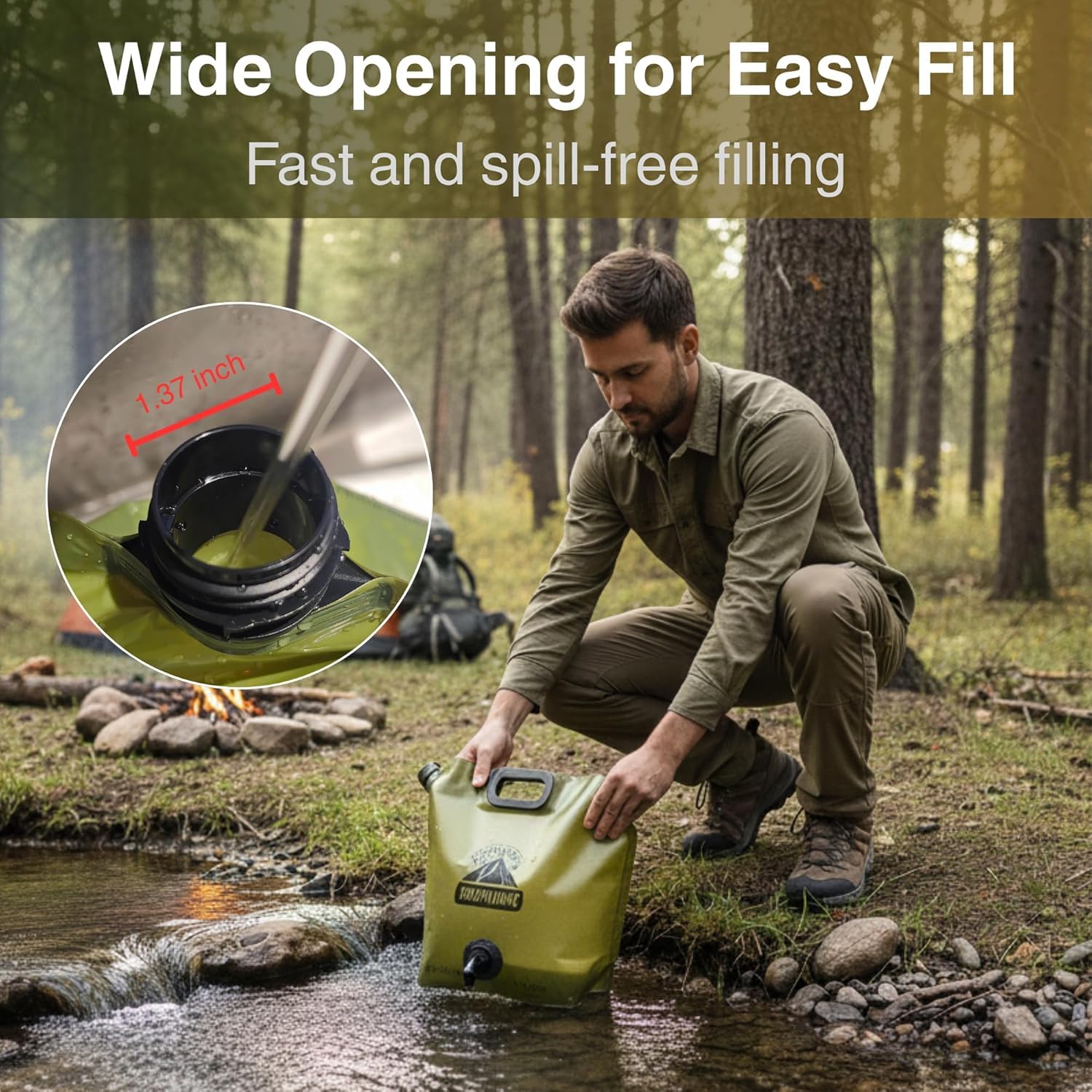 8L Portable Folding Water Bag | Collapsible Water Container with Tap & Handle | Leak-Proof Camping Water Storage Bag | Outdoor Travel Water Jug | Hiking Picnic Emergency Water Carrier