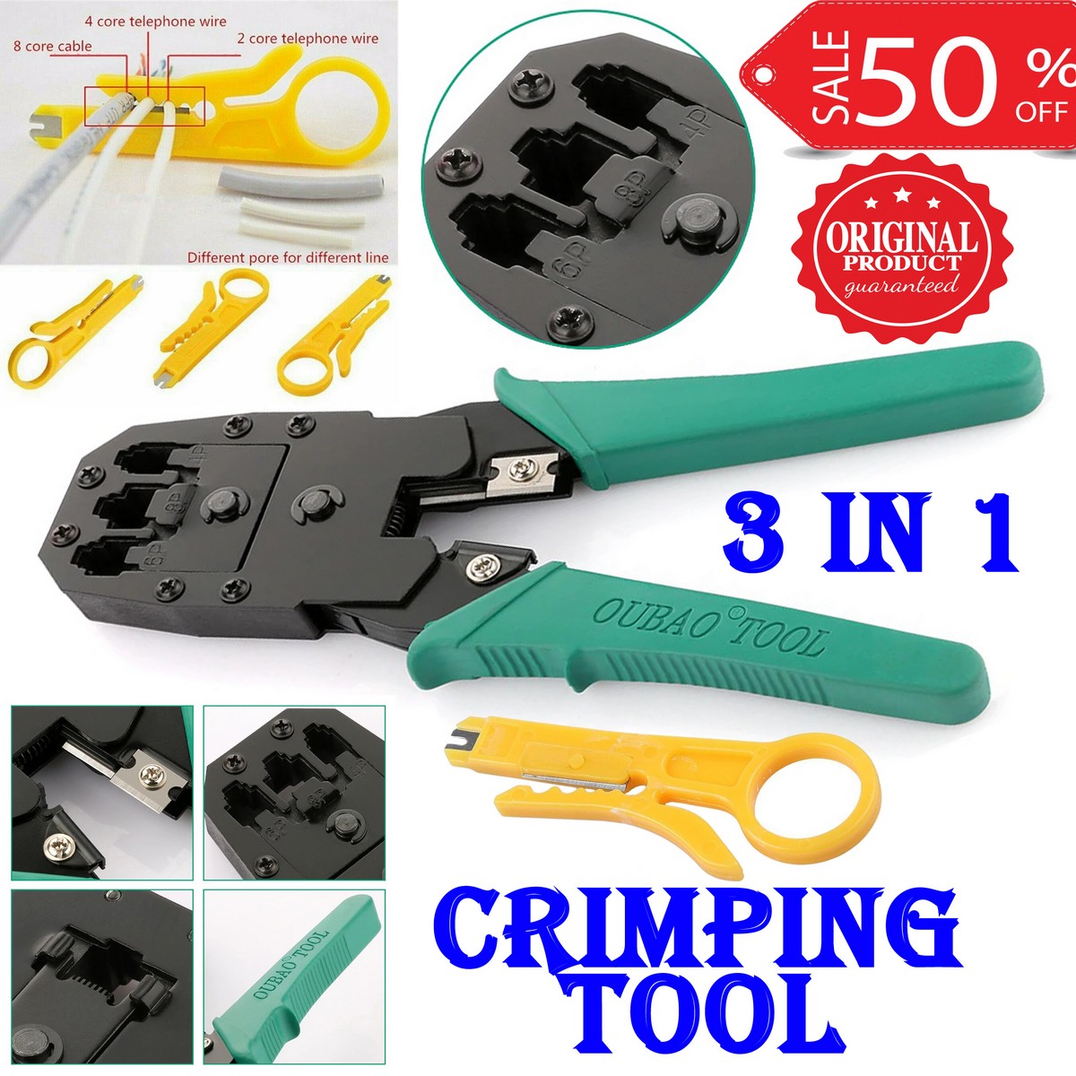 RJ45 Network LAN Ethernet Cable Crimping Crimper Cutter Multifunctional Networking Tool Set Repair Kit Portable Crimper Wire crimper Plier Genuine Original New Best High Quality 3 in 1 Crimp Tools 8P8C 6P6C 4P4C Poles Cat5 Cat6 Cat7 modular connectors