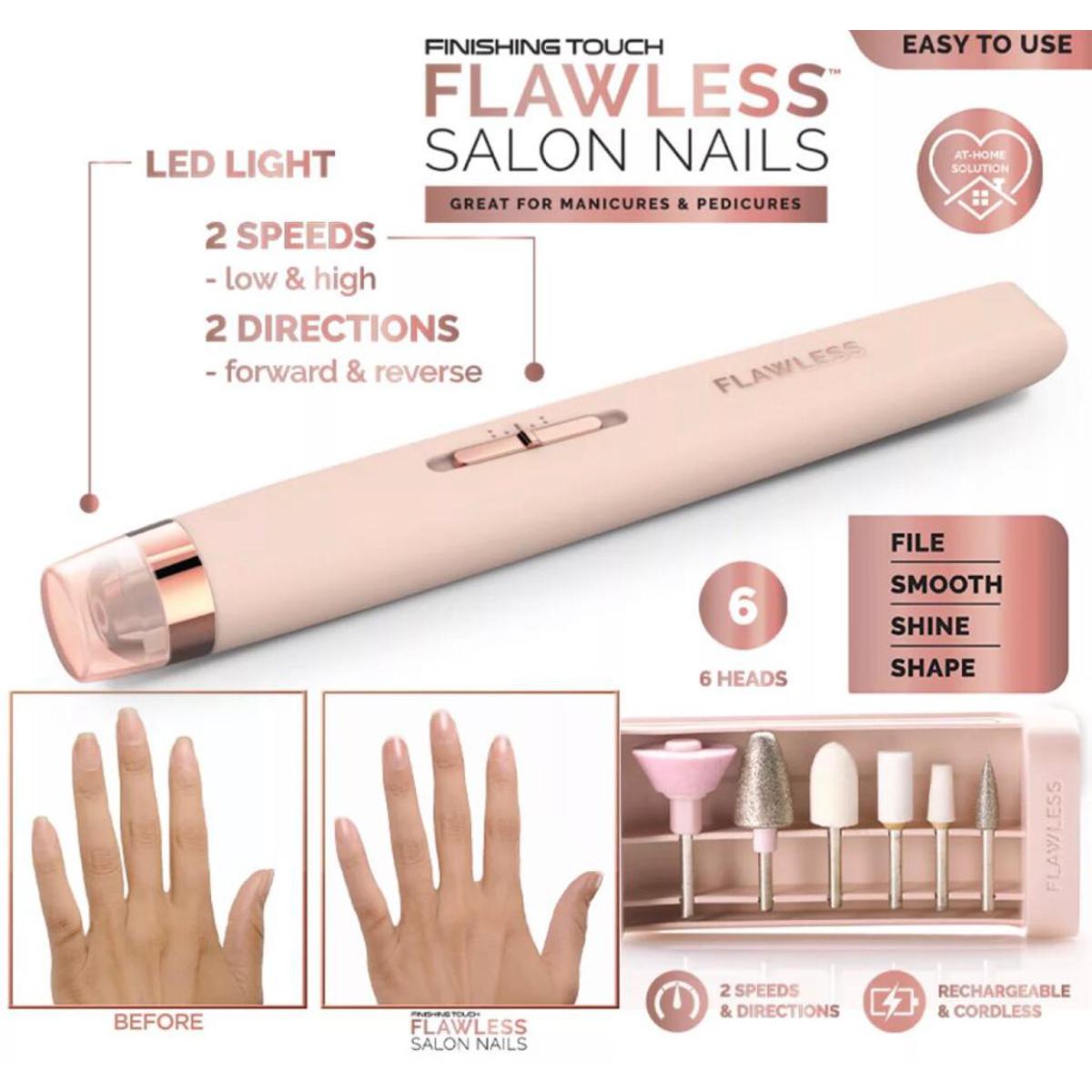 Rechargeable Flawless Salon Nail Pro Electric Nail Drill Bits File Tool Set Machine Grinding Acrylic Art Manicure Pen Shape for Manicure Pedicure Cuticle Clean Gel Remover Nail Art Milling Cutters Manicure Tools Pedicure Kit