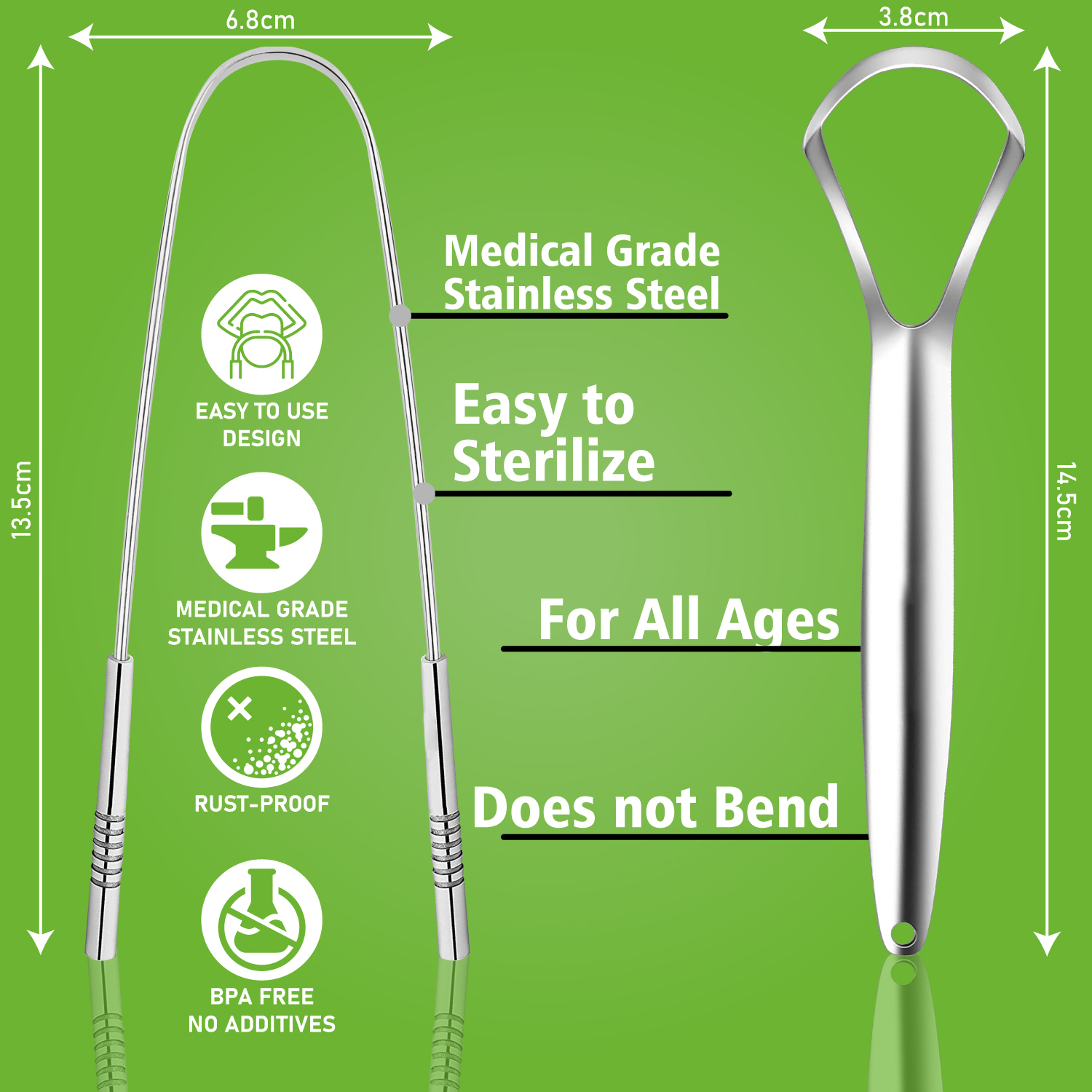 Dealspo NARZ Tongue Scraper Stainless Steel Tongue Cleaner Bad Breath Treatment Restore Fresh Breath Improve Taste And Oral Health Suitable For Men And Women Personal Hygiene