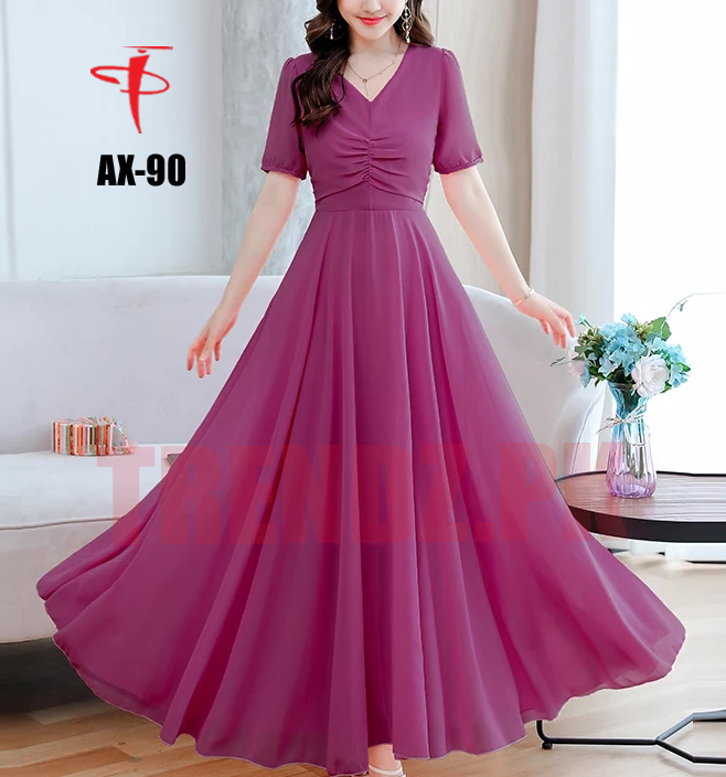 TRENDZ FASHION Swing Cocktail Wool Peach Material Stylish Maxi For Ladies AX-90