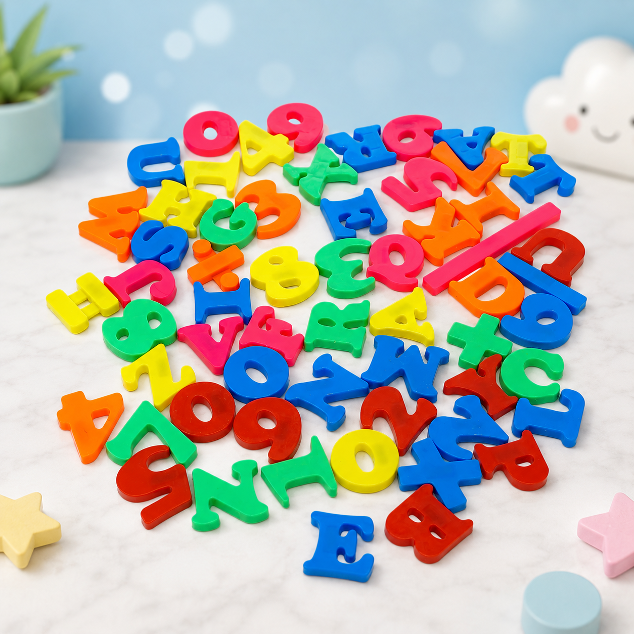48 Pcs Plastic Mini Alphabet Tiles – Early Educational Colorful Letter Blocks, ABC Spelling & Word Building Puzzle Toy for Kids Boys & Girls, Learning Alphabet & Number Blocks