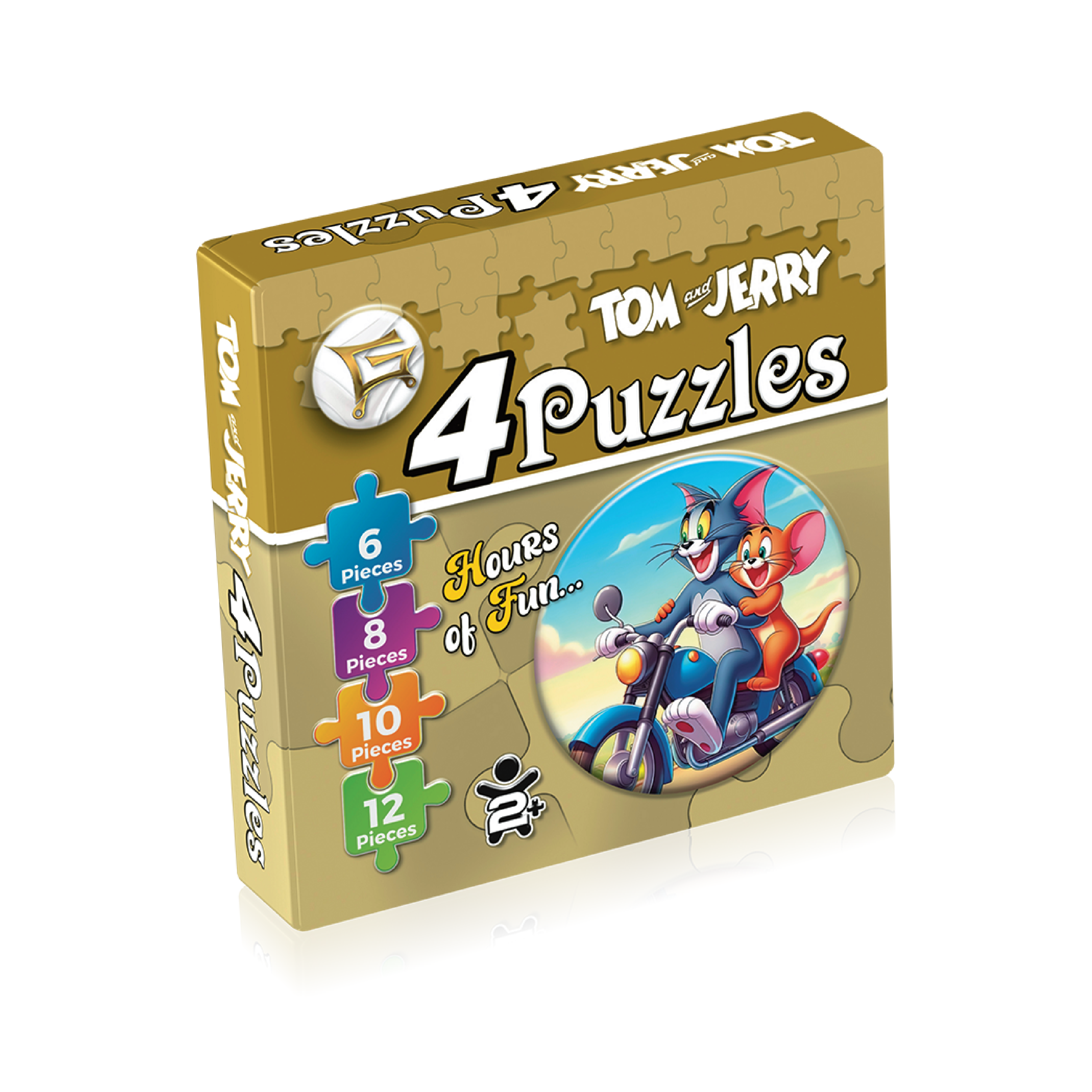 Tom and Jerry 4-in-1 Jigsaw Puzzle Box for Kids - Educational Learning Toy & Mind Game for Toddlers Age 2+ Years (6, 8, 10, 12 Pieces)