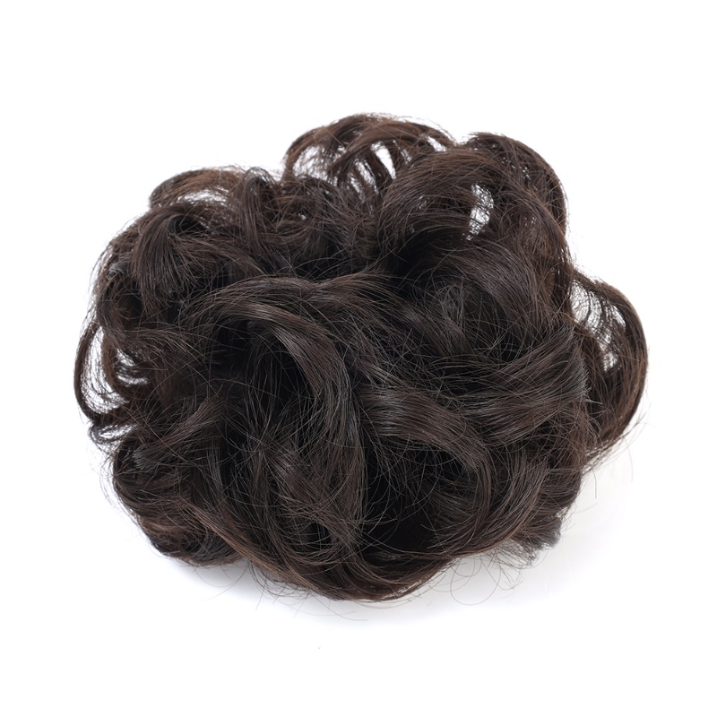 Women Girls Synthetic Invisible Messy Wavy Bun Hair Scrunchies Straight