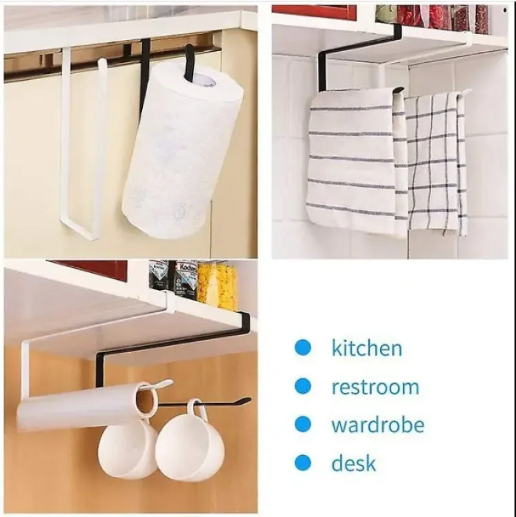 1pc Kitchen Bathroom Paper Towel Holder, Wall-mounted Roll Paper Holder For  Plastic Wrap, Cloth, Towel Storage Without Punching