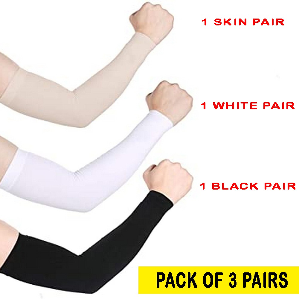 Pack Of 3 Pair Sleeves for Arms for Girls Cooling Hijab Sleeves for Women Protect from Sunlight Stretchable Long Sleeves for Outdoor Sports