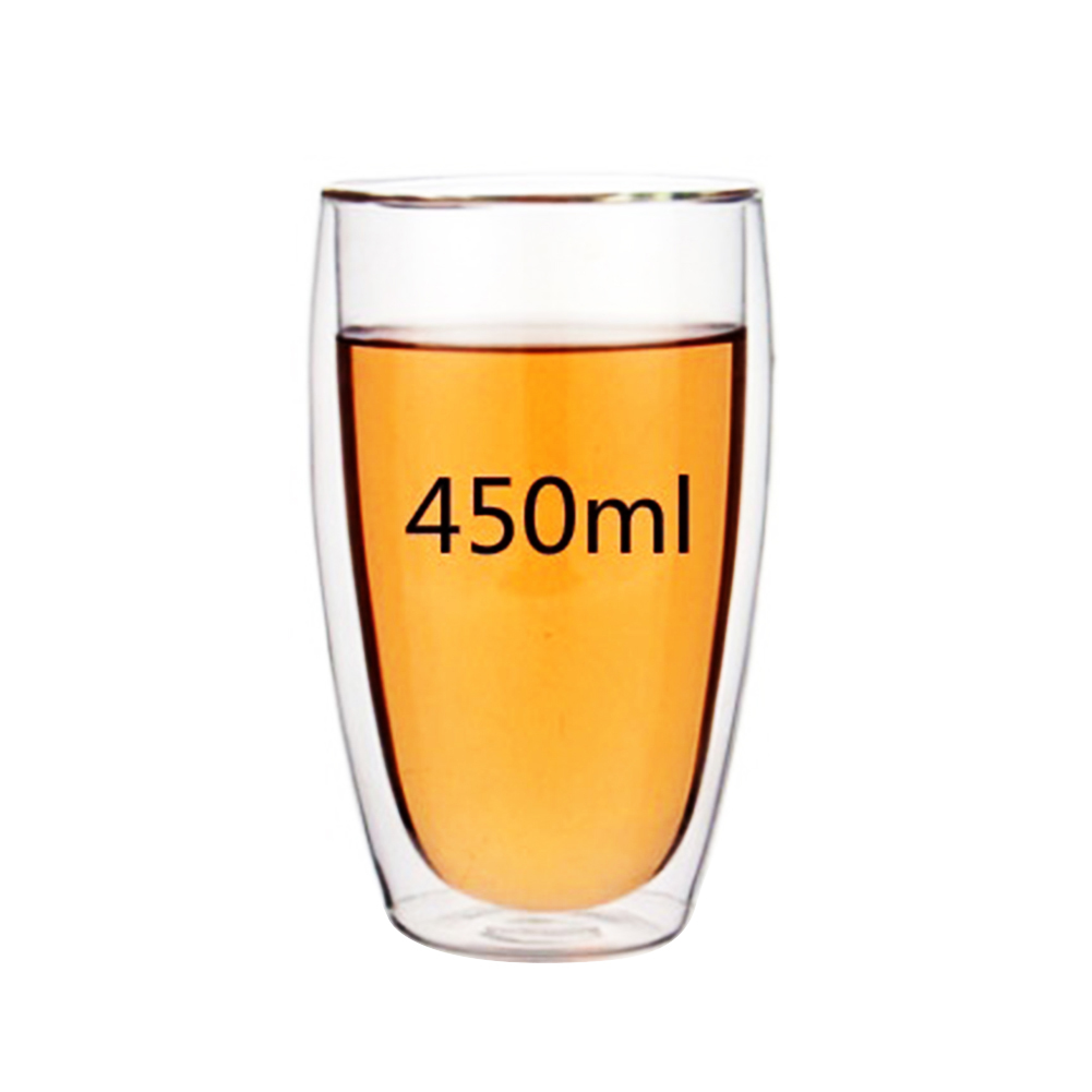 Heat Resistant Double Wall Glass Milk Coffee Water Juice Cup - 450Ml