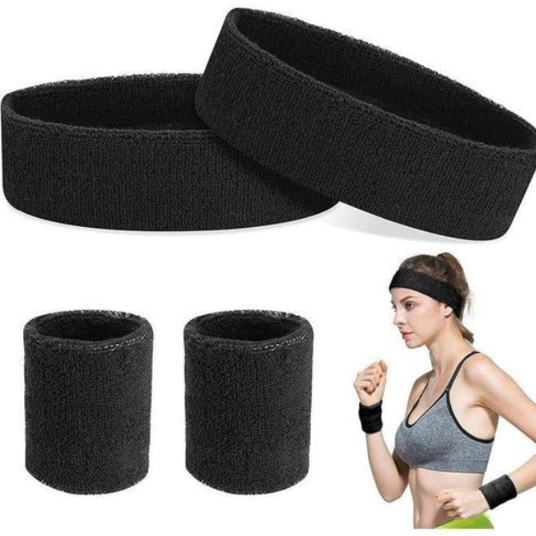 Headband and Wrist Band Set for Men and Women Sweat Absorbing Sports Set for Gym Running Fitness Training price in Pakistan