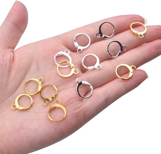 Pack of 6 or 12 Pairs | Golden Silver - French Loop Shaped Earrings Base Hooks | Used in Jewelry making DIY accessories