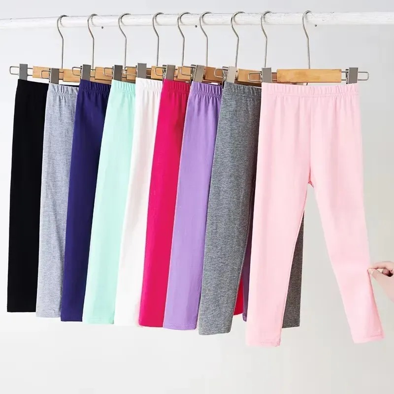 TF Clothing | Pack of 5 - Summer Cotton Jersey Tights for Baby Girls, Cotton Kids Skinny Leggings Pants Trousers for Kids