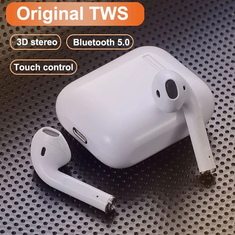 Air-podTWS 12 black Mini Bluetooth Wireless Headset_(True Wireless Stereo) Bluetooth Earbuds Bluetooth Handsfree  Dual Sound Bass, Charging Case and Extra Ear-Buds, Pop-Up Feature Compatible with All Devices