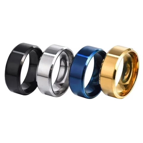 1pc Matt Stainless Steel Simple Design Plain Rings Gold Steel Black Blue Plated Rings For Trendy Men Woman Jewelry Gift