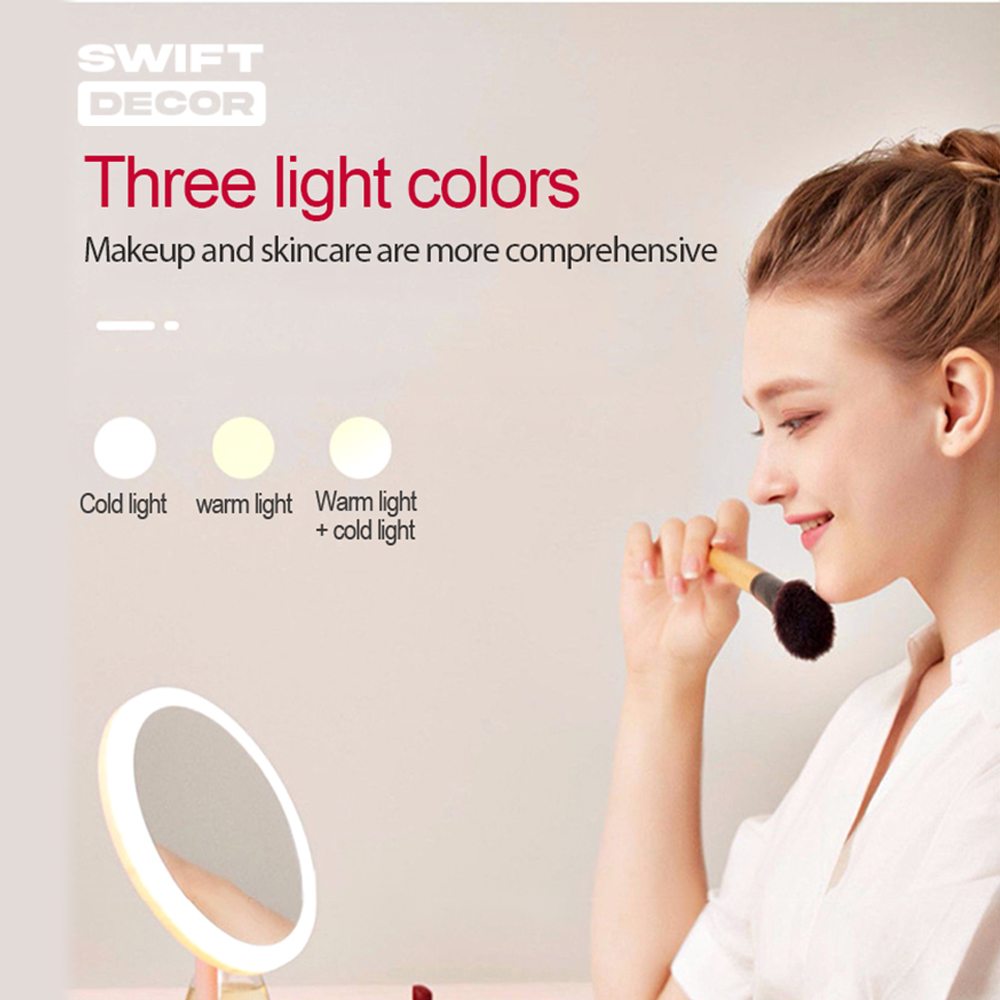 Makeup Mirror Stand - Portable LED Makeup Mirror With Stand Touch Screen, 3 Light Modes, Travel Friendly Beauty Vanity Mirror - Makeup Organizer By Swift Decor