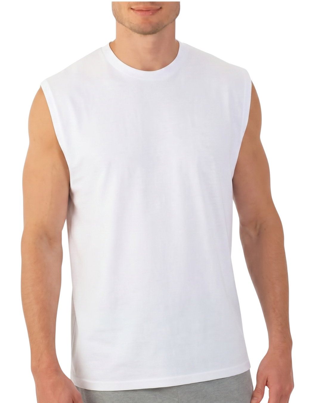 White Men's Sleeveless Tank Top | Premium Cotton Plain Gym Vest | Round Neck Muscle Fit Sleeveless T-Shirt | Summer Casual Workout Shirt