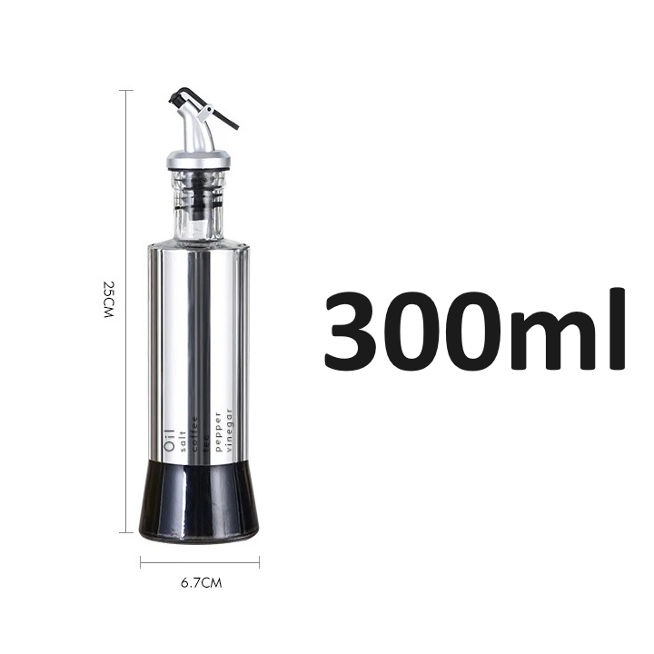 ModularTech Oil Bottle with Funnel Glass & Steel 500ml 300ml 200ml, Seasoning Bottle, Oil