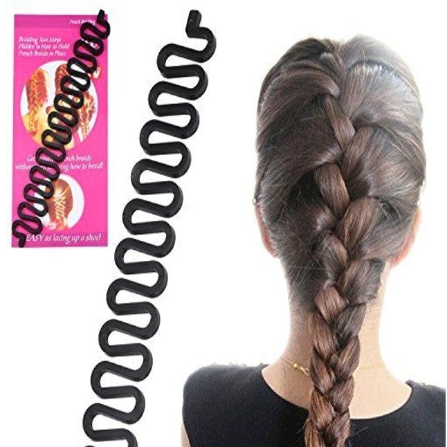 Black French Hair Braiding Tool For Women - Bridal Flower Hair Comb Clip for woman Jewelry New Fashion Women Set Topsy Tail Hair Styler Hair Style Hair Twister Snare Loop Black Top Used With Extension Wig