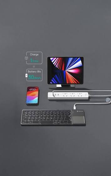 Foldable Bluetooth Keyboard with Touchpad | Wireless Mini Keyboard for Windows Android iOS | Portable Wireless Keyboard with Touchpad | Mini Bluetooth Keyboard for Tablet & Mobile | wireless bluetooth keyboard with touchpad