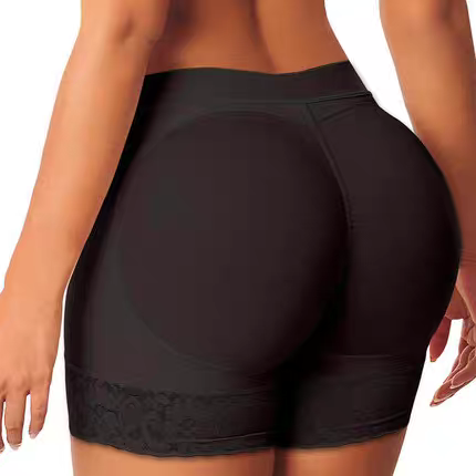 Seamless Padded Underwear for Women – Push-Up Panties with Hip Enhancer, Breathable Shaper Briefs, Black/Skin Color