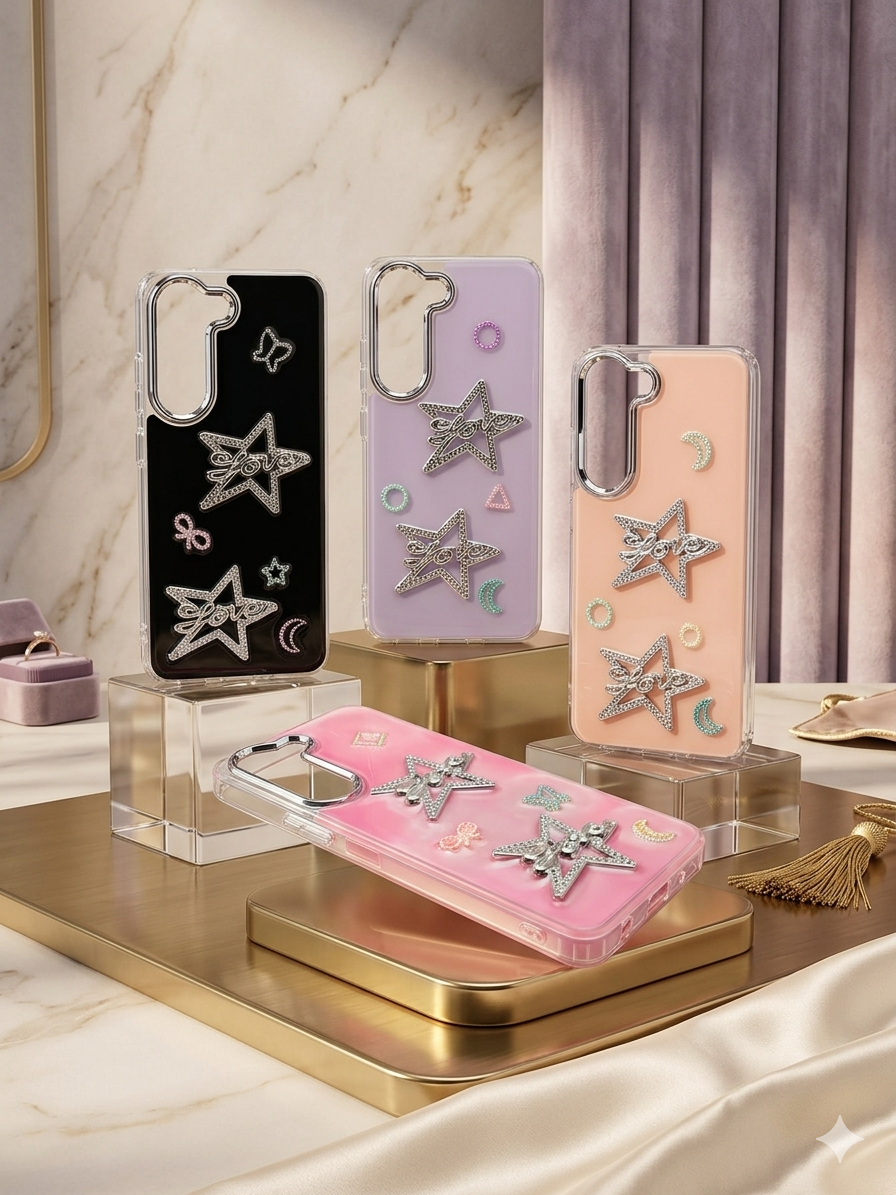 Vivo Y04 Girls Back Cover - Luxerey Back Cover - Fancy Flower Star Covers - Vivo Y04 Back Cover