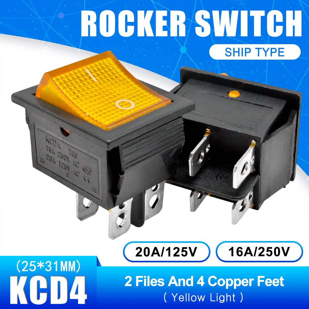 KCD4 Rocker Switch Button ON OFF 2 Position 4 Pins 6 Pins Electrical ...