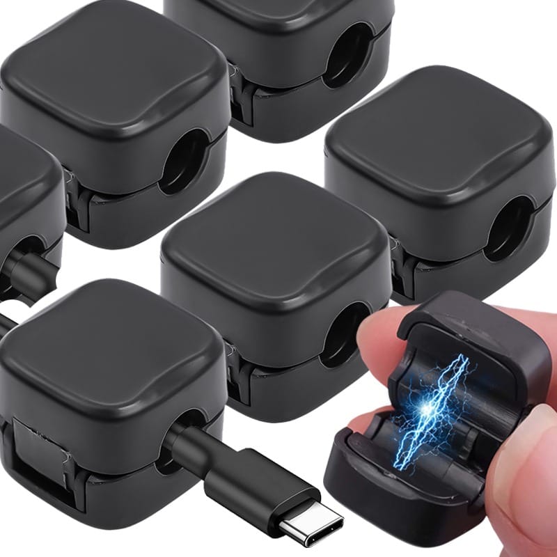 Magnetic Cable Clips, Cable Holders, Desktop Cable Management, No-Drill Self-Adhesive Clips, Adjustable And Non-Slip Wire Organizers, Hidden Phone Charging Cable Stands, Suitable for Home Office Desks.