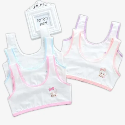 Pack of 3 Young Cotton Teenage Cartoon Printed Training Bras for Girls -  Comfortable and Fashionable Undergarments