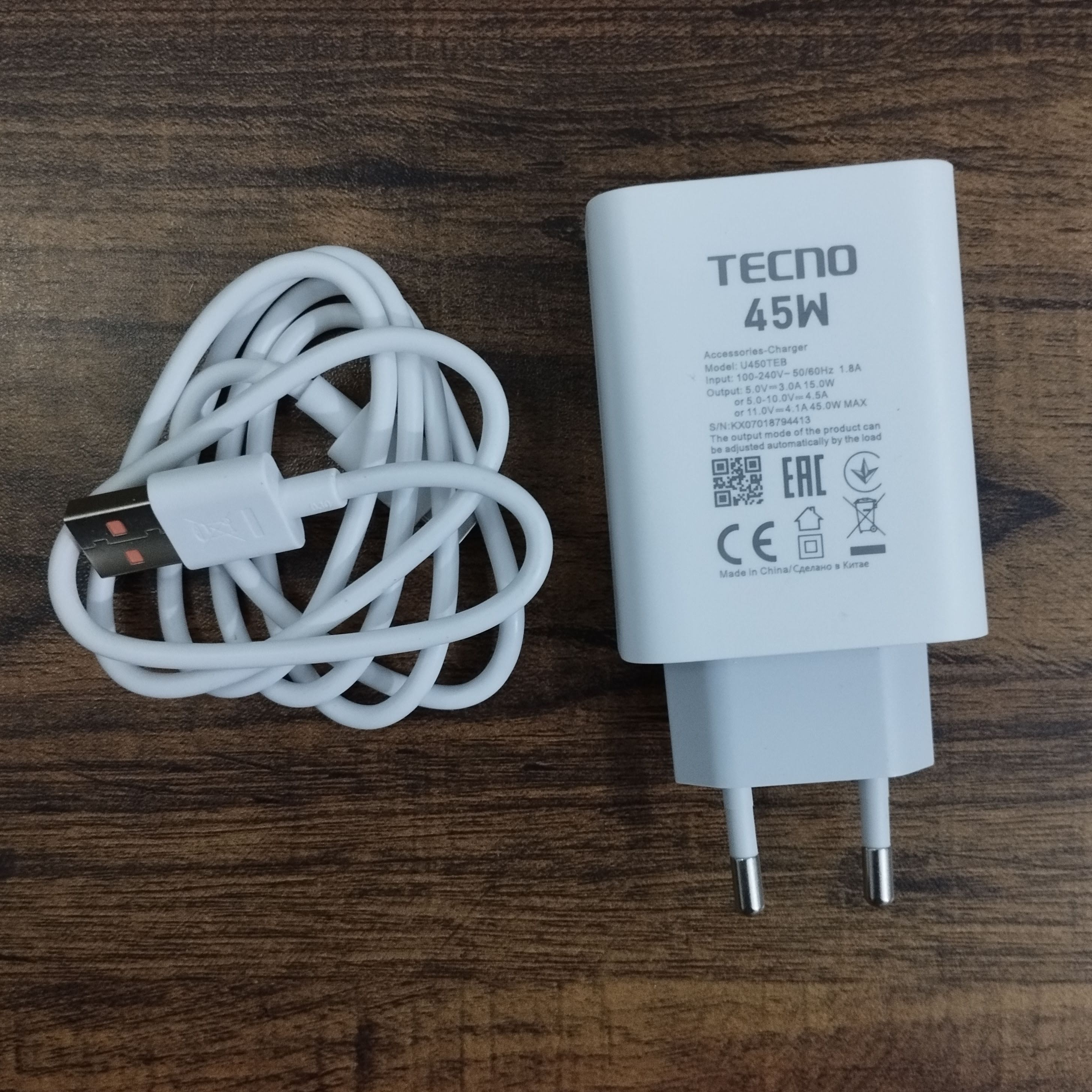 Original TECNO 45W Charger POVA 4 Pro And POVA 5 With Type C Cable & Without Cable Tecno 45 Watt Supercharge Mobile Charger Compatible with Camon, Phantom, Pova Series Tecno 45 Watt Charger