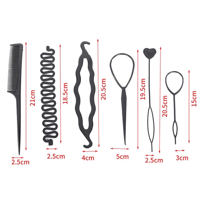 6PCS Hair Braiding & Ponytail Styling Tool Set – Zig Zag Ponytail Makers, DIY Hair Braids Tools, Professional Hair Styling Accessories for Women & Girls