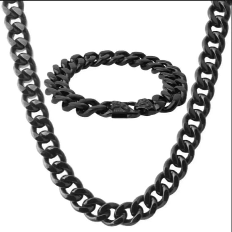 100% Pair Of 2 Pure Black Neck Chain With Free Bracelet For Girl & Boys