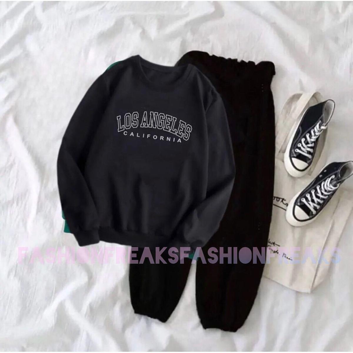 Summer Tracksuit LOS ANGLES Printed Soft Cotton Jersey Fabric Sweatshirt & Trouser for _Girls & _Women_Men Trendy Wear Cloth Track Suit Gym Jogging Sports & Outdoor Wear