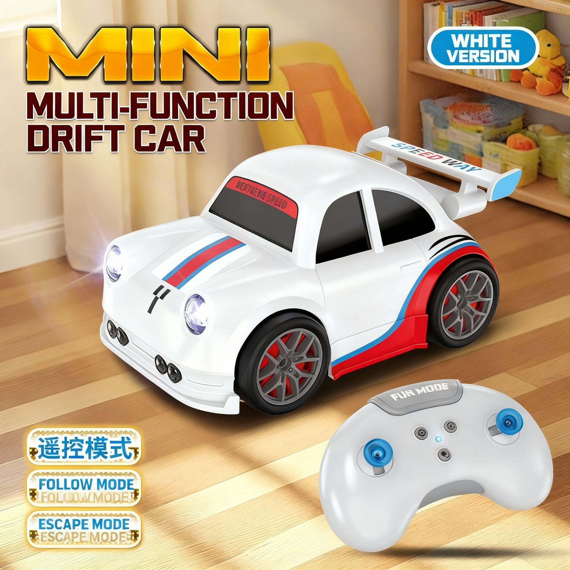 2.4GHz High Speed Mini Drift Remote Control Car for Boys - Rechargeable Off-Road Rock Crawler Toy - RC Car with LED Lights - Best Birthday Gift