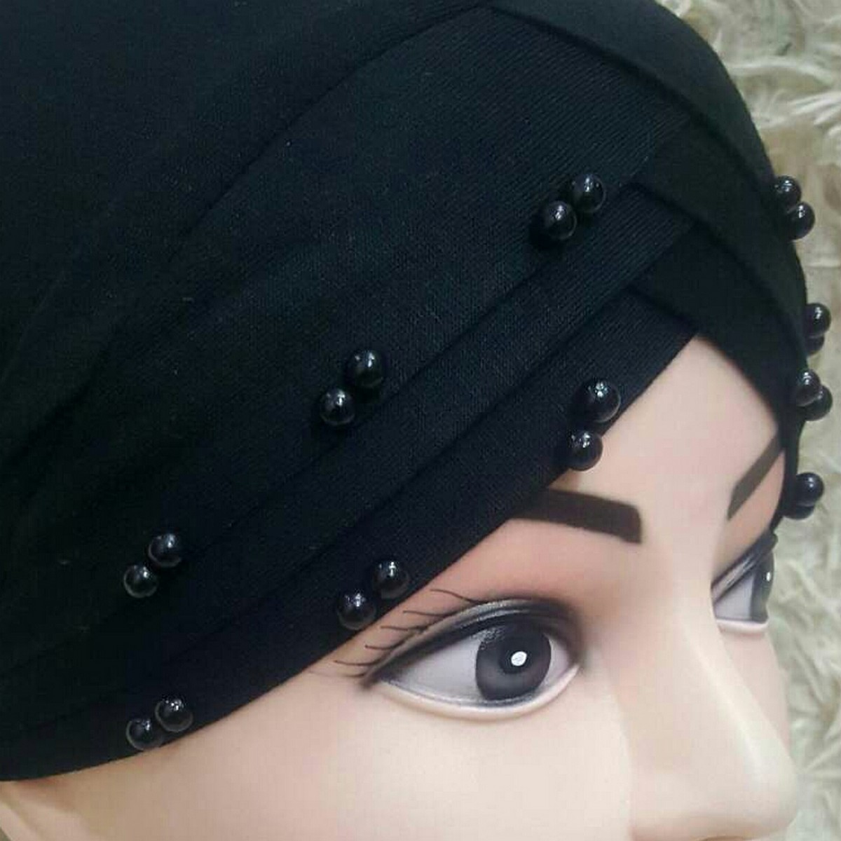 3 Layers 3D Beading Pearl Braid Scarf Bandana Headcap-Muslim Scarf Womens Muslim Hats Hijab Underscarf Caps Turban Headwrap Bonnet Hat.